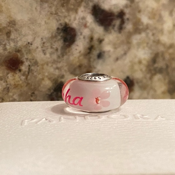 Pandora Hawaii Exclusive Aloha Cherry Blossom Flower Murano Charm RARE - Picture 5 of 8